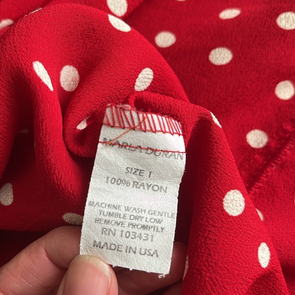 Marla Duran Women's Vintage 90s Lagenlook Polka Dot Oversized Rayon Crepe Top 1X - Picture 10 of 14